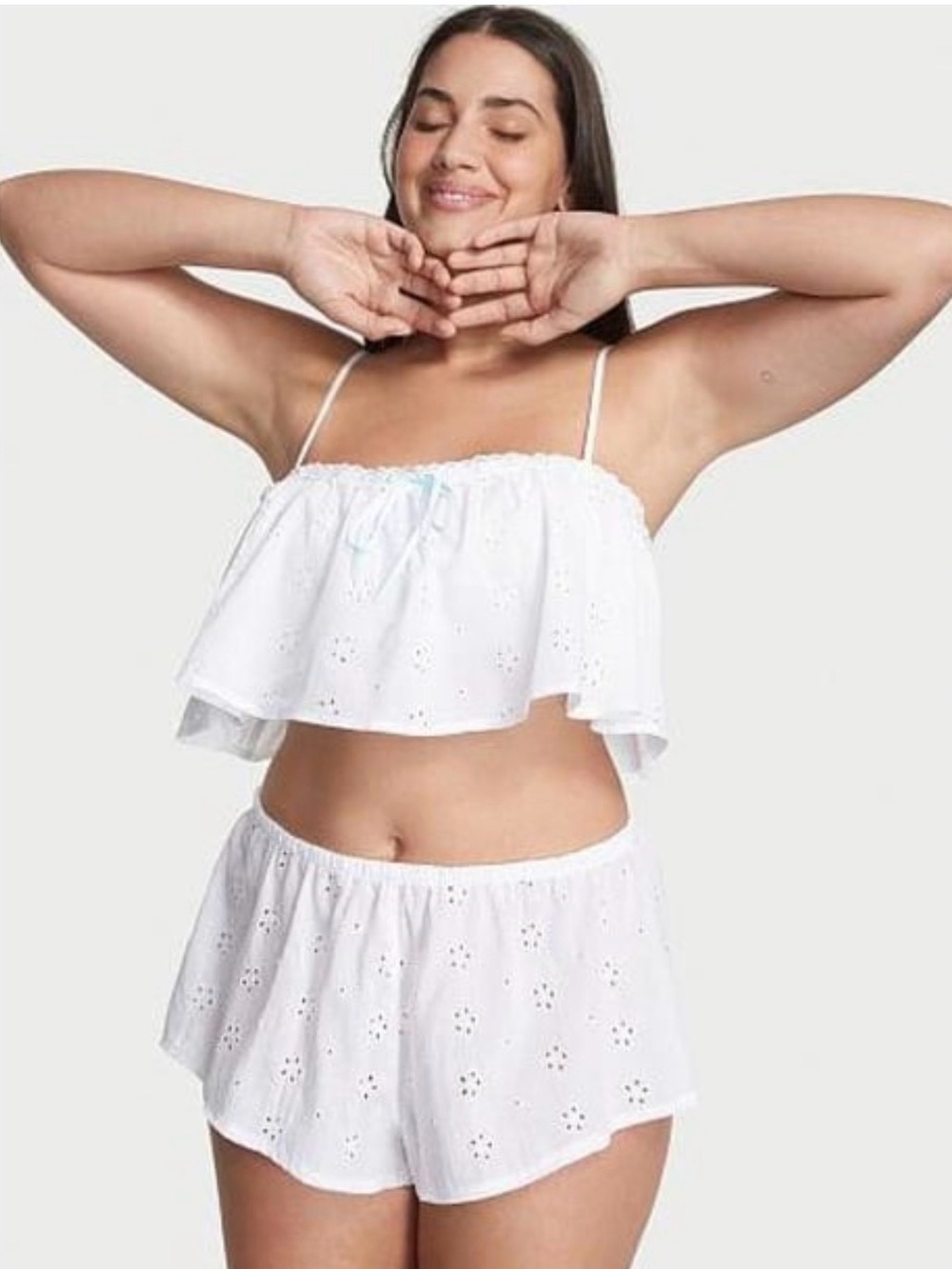 Victoria’s Secret Eyelet Cropped Cami & Shorts Set L